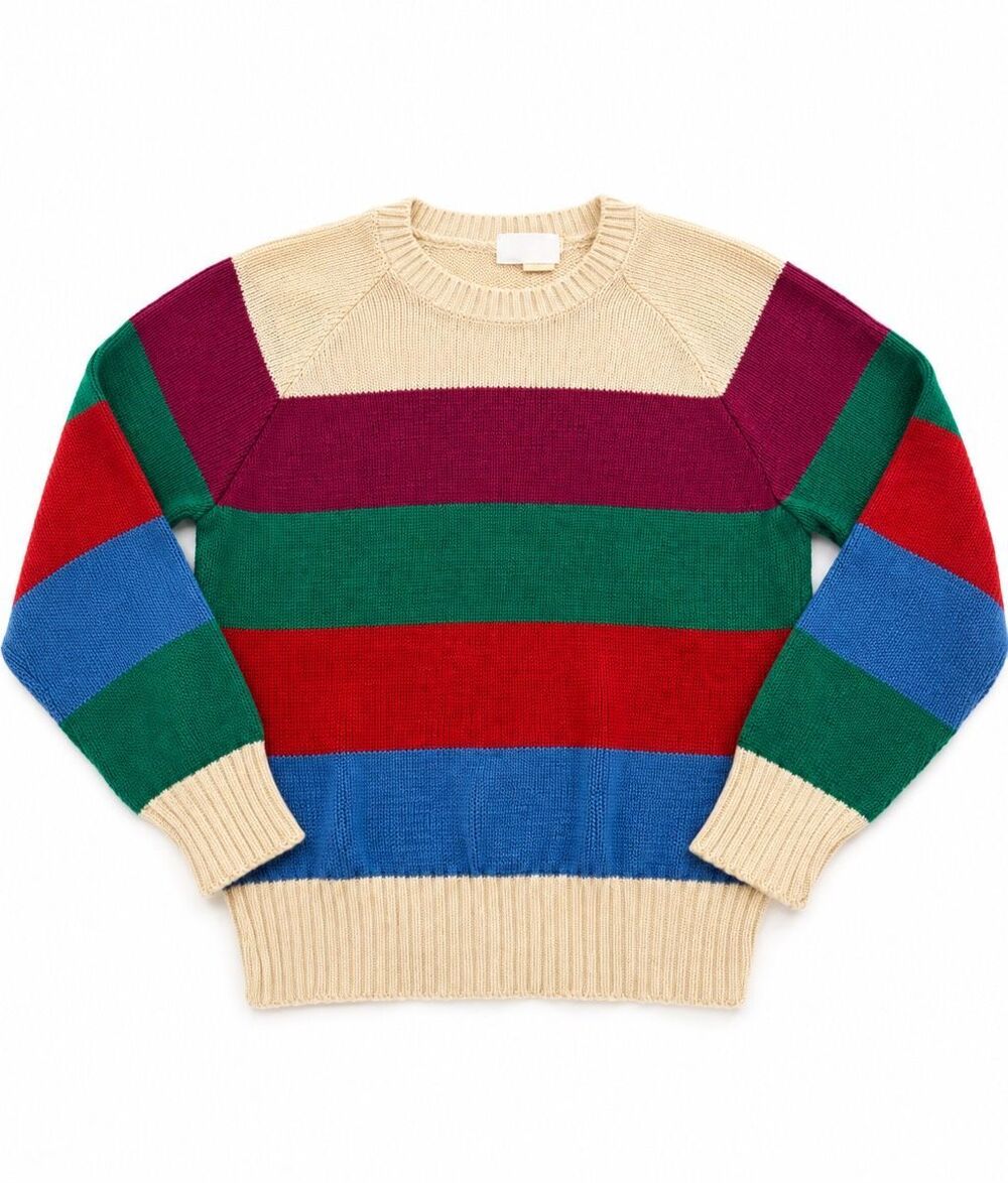 Avon Colorblock Striped Acrylic Knit Sweater Vintage Women’s Size Large